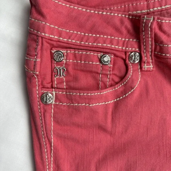 Miss Me Jeans Copped Womens Size 27 Color Melon JE5794C2 Flap Pockets Luxery - Picture 3 of 13